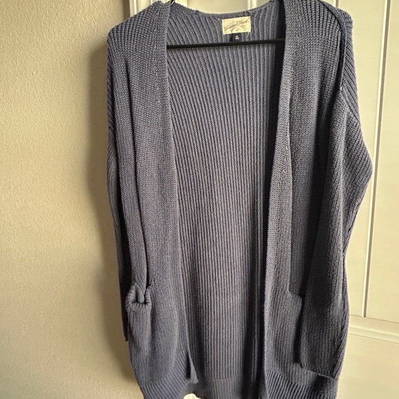 Cozy Women's Sweater Cardigan - Cream, Gray, Blue, and Coral - Picture 4 of 4